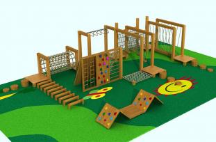 QX-0046幼儿园户外木质游乐设施组合